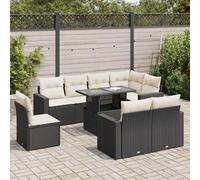 DIVANI DA GIARDINO VIDAXL 9 pz con Cuscini Nero in Polyrattan - 3326337