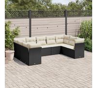 vidaXL Set Divani da Giardino 9 pz con Cuscini Nero in Polyrattan