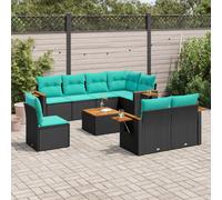DIVANI DA GIARDINO VIDAXL 9 pz con Cuscini Nero in Polyrattan - 3227009