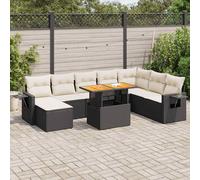 DIVANI DA GIARDINO VIDAXL 9 pz con Cuscini Nero in Polyrattan - 3327185