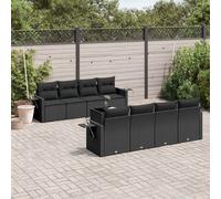 vidaXL Set Divani da Giardino 9 pz con Cuscini Nero in Polyrattan