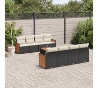 vidaXL Set Divani da Giardino 9 pz con Cuscini Nero in Polyrattan