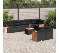 DIVANI DA GIARDINO VIDAXL 9 pz con Cuscini Nero in Polyrattan - 3227833
