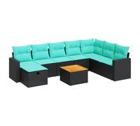 vidaXL Set Divani da Giardino 9 pz con Cuscini Nero in Polyrattan