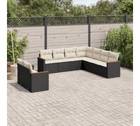 vidaXL Set Divani da Giardino 9 pz con Cuscini Nero in Polyrattan