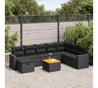 DIVANI DA GIARDINO VIDAXL 9 pz con Cuscini Nero in Polyrattan - 3325800