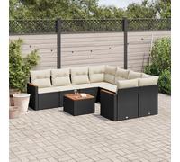 vidaXL Set Divani da Giardino 9 pz con Cuscini Nero in Polyrattan