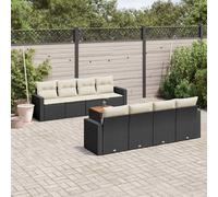 vidaXL Set Divani da Giardino 9 pz con Cuscini Nero in Polyrattan