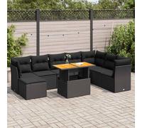 DIVANI DA GIARDINO VIDAXL 9 pz con Cuscini Nero in Polyrattan - 3326960