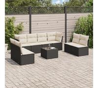 vidaXL Set Divani da Giardino 9 pz con Cuscini Nero in Polyrattan