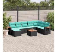 vidaXL Set Divani da Giardino 9 pz con Cuscini Nero in Polyrattan