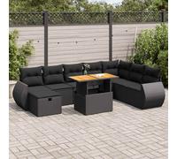 DIVANI DA GIARDINO VIDAXL 9 pz con Cuscini Nero Polyrattan Acacia - 3328070