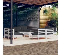 vidaXL Set Divani da Giardino 9 pz e Cuscini Antracite Legno di Pino