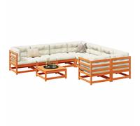 vidaXL Set Divani da Giardino 9 pz Marrone Cera Legno Massello Pino