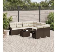 DIVANI DA GIARDINO VIDAXL 9 pz con Cuscini Marrone in Polyrattan - 3219962
