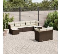 vidaXL Set Divani da Giardino 9pz con Cuscini Marrone in Polyrattan