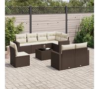 vidaXL Set Divani da Giardino 9pz con Cuscini Marrone in Polyrattan
