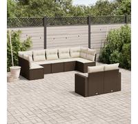 vidaXL Set Divani da Giardino 9pz con Cuscini Marrone in Polyrattan
