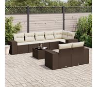 DIVANI DA GIARDINO VIDAXL 9 pz con Cuscini Marrone in Polyrattan - 3255170