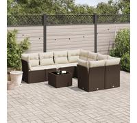vidaXL Set Divani da Giardino 9pz con Cuscini Marrone in Polyrattan