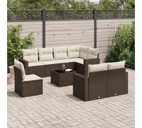 DIVANI DA GIARDINO VIDAXL 9 pz con Cuscini Marrone in Polyrattan - 3219243