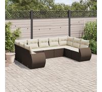 DIVANI DA GIARDINO VIDAXL 9 pz con Cuscini Marrone in Polyrattan - 3221802