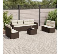 vidaXL Set Divani da Giardino 9pz con Cuscini Marrone in Polyrattan