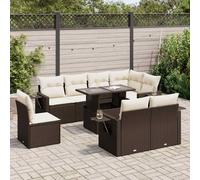 DIVANI DA GIARDINO VIDAXL 9 pz con Cuscini Marrone in Polyrattan - 3326504