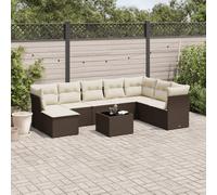 DIVANI DA GIARDINO VIDAXL 9 pz con Cuscini Marrone in Polyrattan - 3218063
