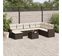 vidaXL Set Divani da Giardino 9pz con Cuscini Marrone in Polyrattan