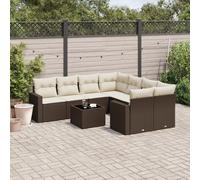 DIVANI DA GIARDINO VIDAXL 9 pz con Cuscini Marrone in Polyrattan - 3218753