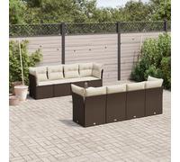 DIVANI DA GIARDINO VIDAXL 9 pz con Cuscini Marrone in Polyrattan - 3249152