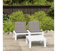 vidaXL Set Divani da Giardino con Cuscini 2 pz in Plastica Bianco