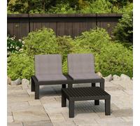 vidaXL Set Divani da Giardino con Cuscini 2 pz in Plastica Grigio