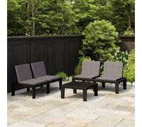 vidaXL Set Divani da Giardino con Cuscini 3 pz in Plastica Grigio