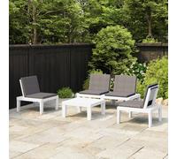 vidaXL Set Divani da Giardino con Cuscini 4 pz in Plastica Bianco