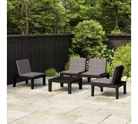 vidaXL Set Divani da Giardino con Cuscini 4 pz in Plastica Grigio