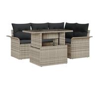 vidaXL Set Divani da Giardino con Cuscini (5 Pezzi) Modulare Grigio Chiaro in Rattan con Piedini Regolabili e Resistente alle Intemperie per Mobili da Patio Eleganti e Sedi Sezionali