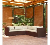 vidaXL Set Divani da Giardino con Cuscini 5 pz in Polyrattan Marrone