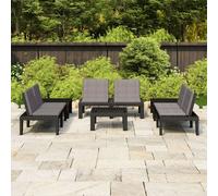 vidaXL Set Divani da Giardino con Cuscini 6 pz in Plastica Grigio