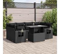vidaXL Set Divani da Giardino con Cuscini 7pz Nero Polyrattan