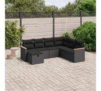vidaXL Set Divani da Giardino con Cuscini 7pz Nero Polyrattan