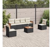 Set Divani da Giardino con Cuscini 7pz Nero Polyrattan