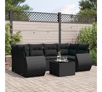 vidaXL Set Divani da Giardino con Cuscini 7pz Nero Polyrattan
