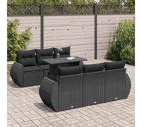 vidaXL Set Divani da Giardino con Cuscini 7pz Nero Polyrattan