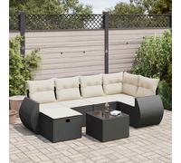 vidaXL Set Divani da Giardino con Cuscini 7pz Nero Polyrattan