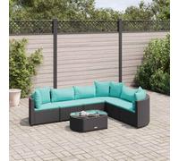 vidaXL Set Divani da Giardino con Cuscini 7pz Nero Polyrattan