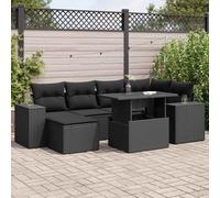 DIVANI DA GIARDINO VIDAXL con Cuscini 7 pz Nero Polyrattan - 3326826