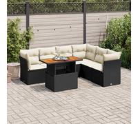 vidaXL Set Divani da Giardino con Cuscini 7pz Nero Polyrattan