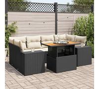 vidaXL Set Divani da Giardino con Cuscini 7pz Nero Polyrattan